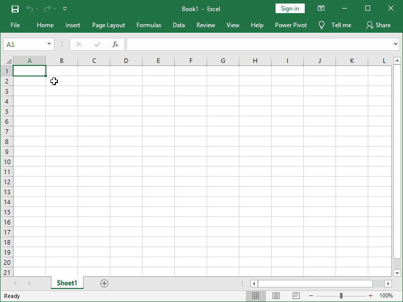 Excel empty sheet